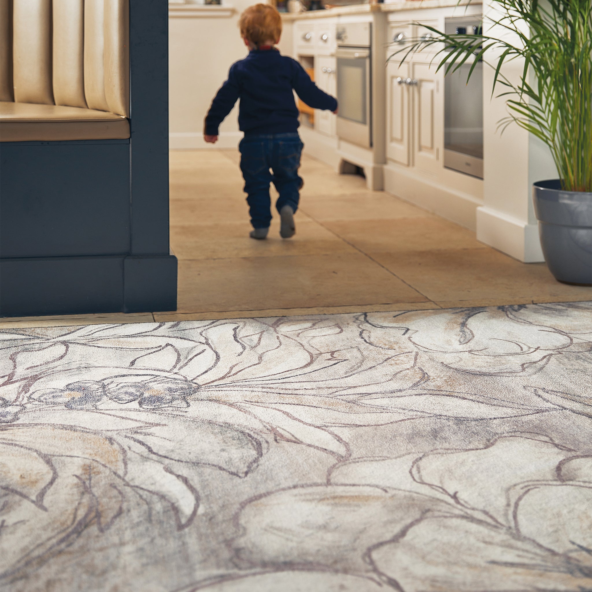 Hug Rug Art Floral Washable Kitchen Rug