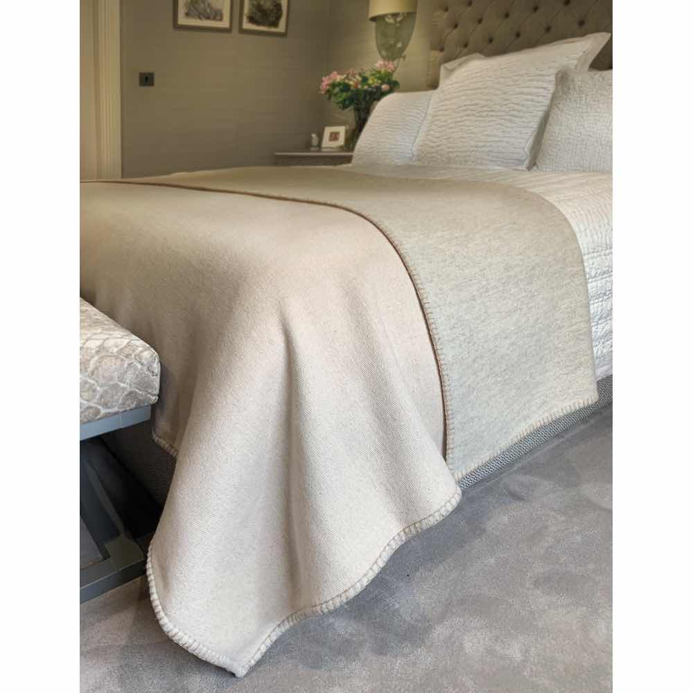 Luxury Wool Throw Ash and Sandstone 4