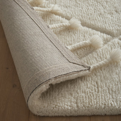 Berber Diamond rug- 100% shaggy wool rug in Ivory with a geometric design.