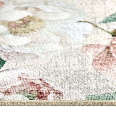 Hug Rug Pink Blooming Peonies Washable Rug Pattern