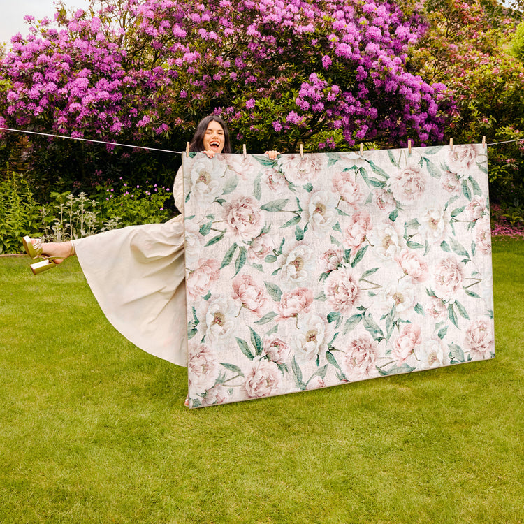 Blooming Peonies Pink Eco-Washable Rug