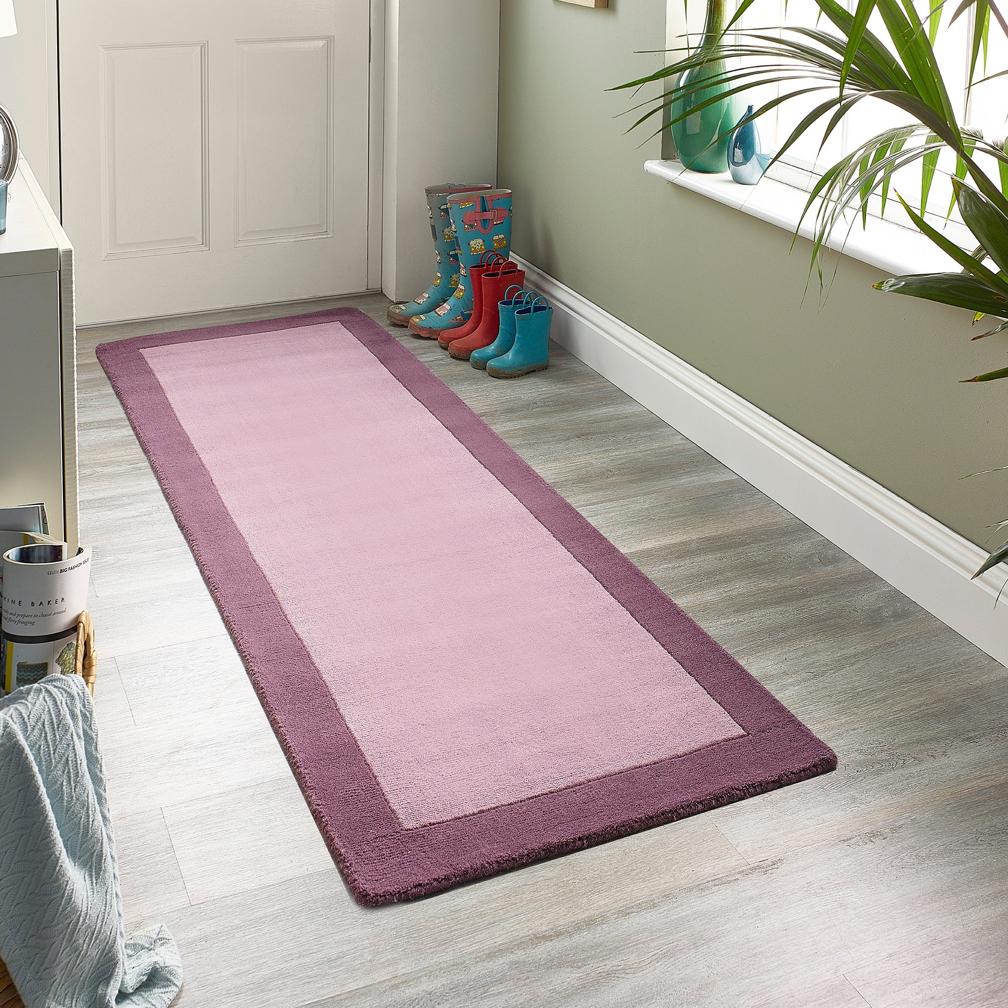 Borders Wool Rug Mauve 3