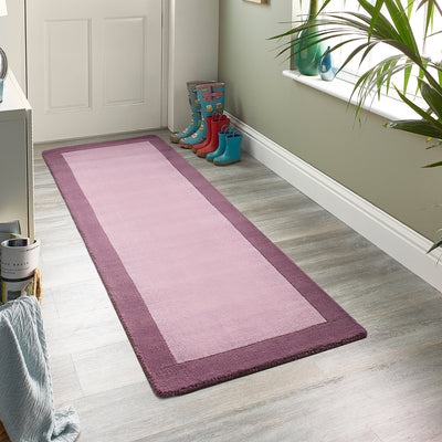 Borders Wool Rug Mauve 3
