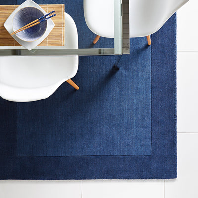 Borders Wool Rug Navy 2