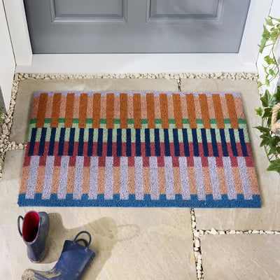 Bright Broken Stripe Coir Doormat 2