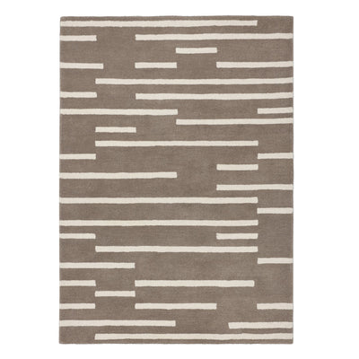Broken Stripe- hand-tufted wool cut pile rug in Brown and White with a broken striped design.