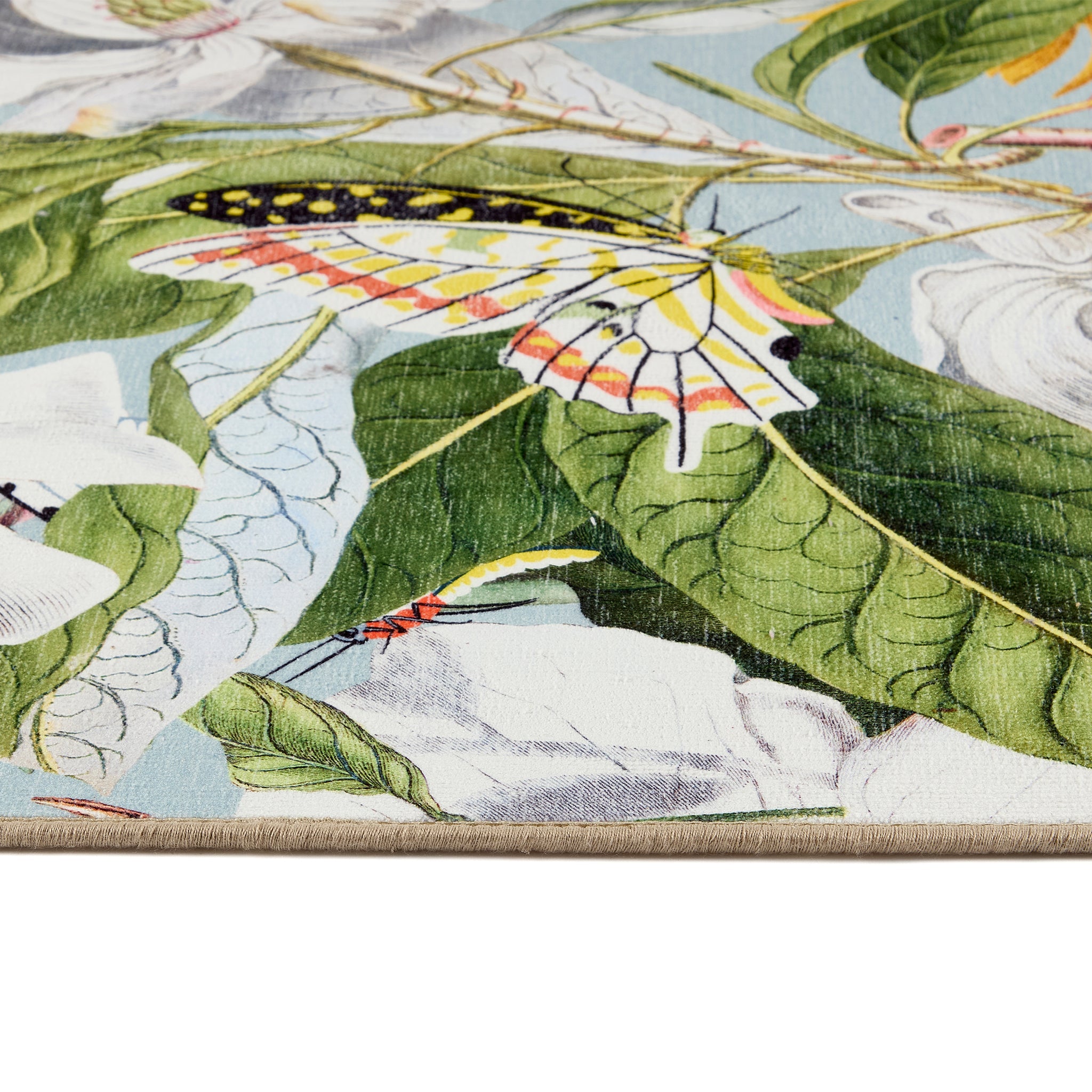 Hug Rug Butterfly Blooms Washable Rug Pattern Close Up