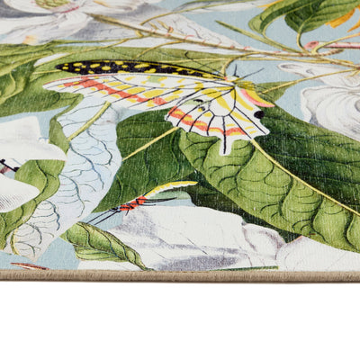 Hug Rug Butterfly Blooms Washable Rug Pattern Close Up