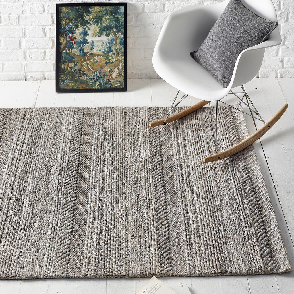 Buy Chunky Knit Natural Grey Wool Rug-TheRugShopUK