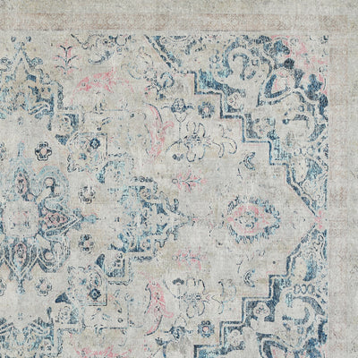 Hug Rug Classical Blue Washable Rug Pattern Close Up