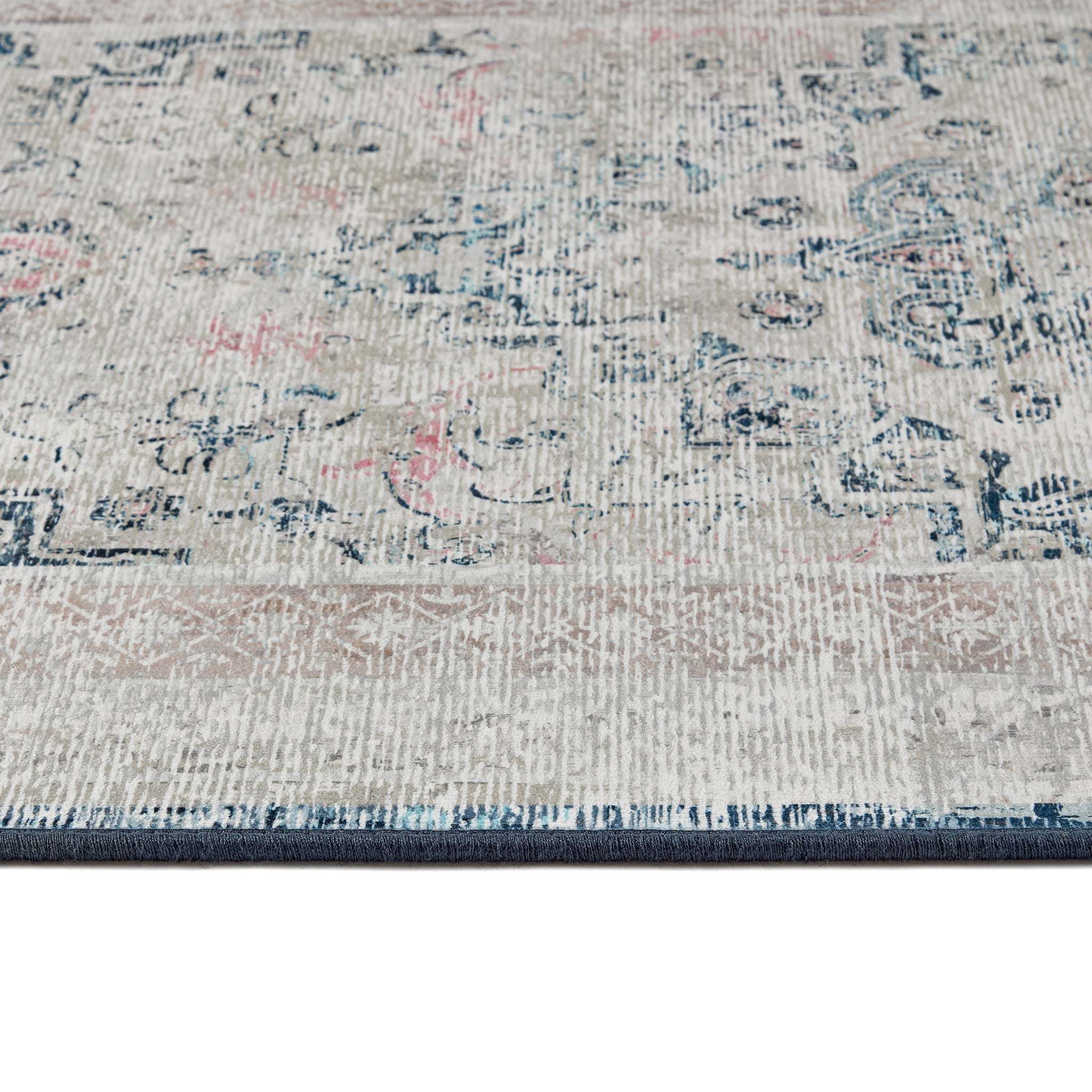 Hug Rug Classical Blue Washable Rug Texture Close Up