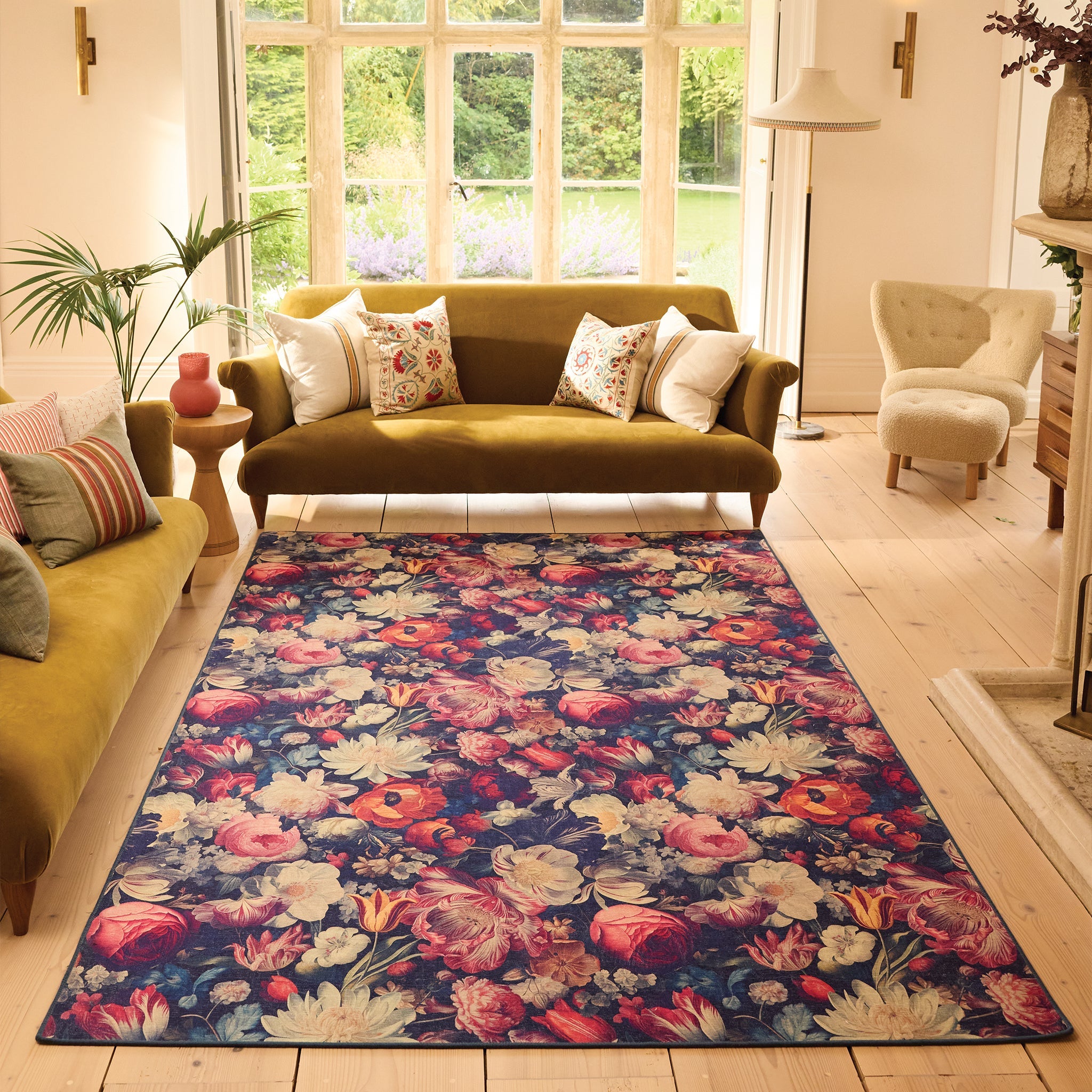 Hug Rug Dark Florals Washable Area Rug