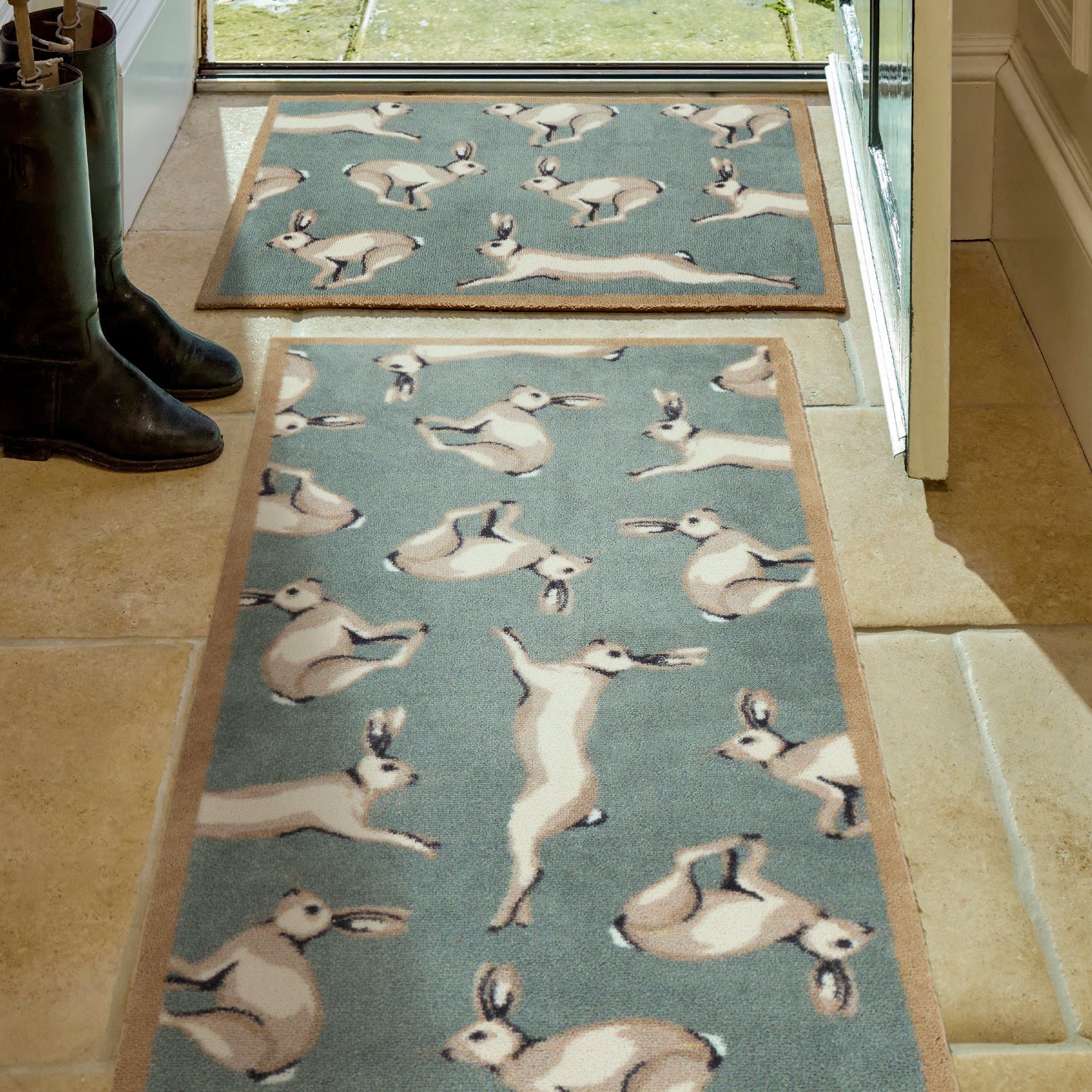 Farmhouse Hares Washable Doormat 2