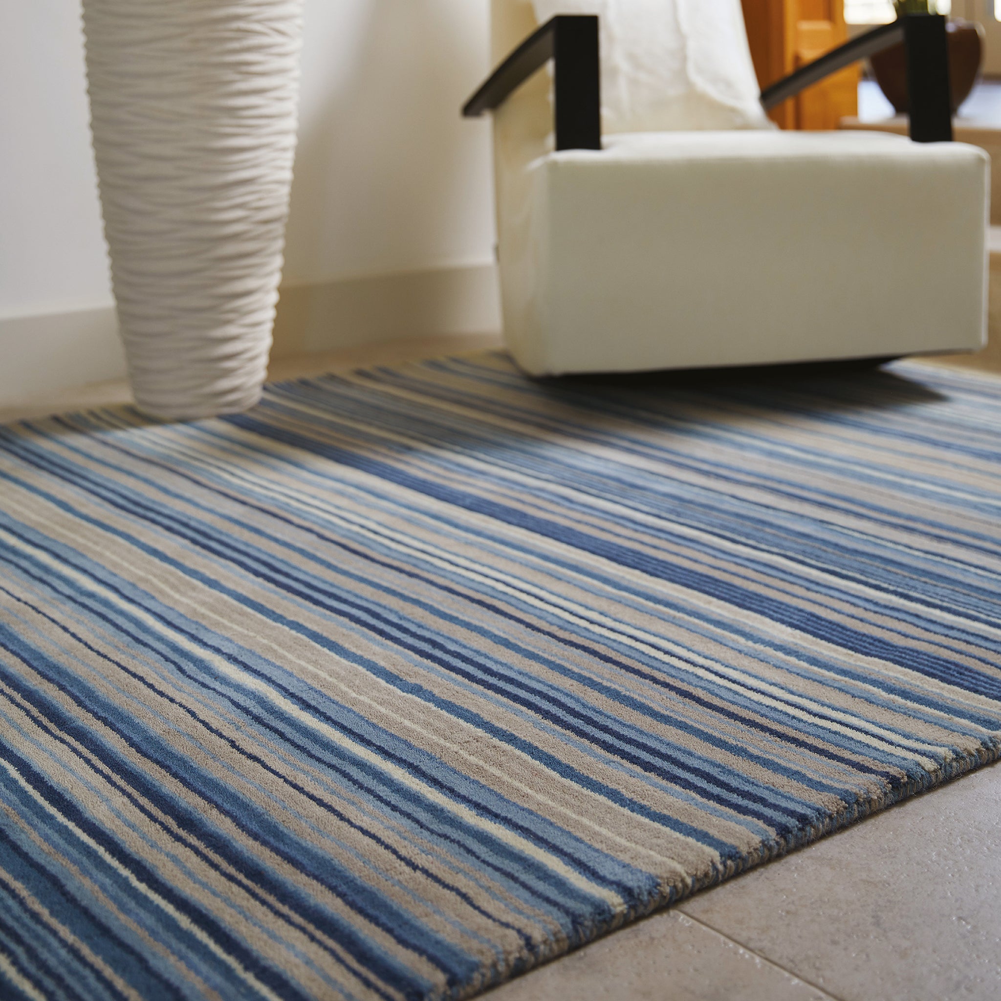 Fine Stripes Rug Blue/Beige 3