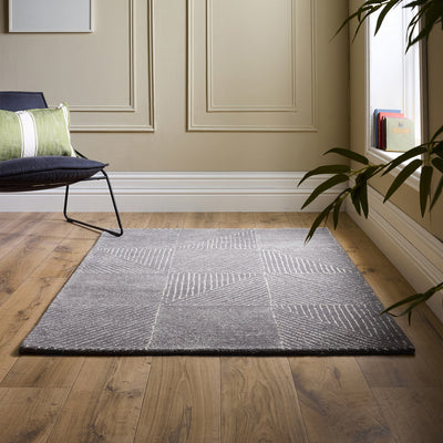 Geometric Rug- 100% wool cut pile rug with a geometric pattern.