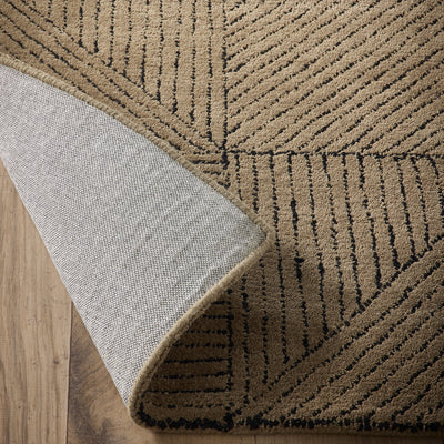 Geometric Rug- hand-tufted rug in Sand with a geometric pattern.
