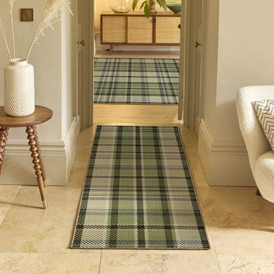 Isla Plaid Green Eco-Washable Rug 2