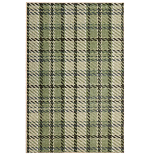 Isla Plaid Green Eco-Washable Rug