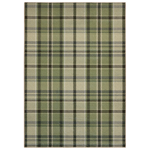 Isla Plaid Green Eco-Washable Rug