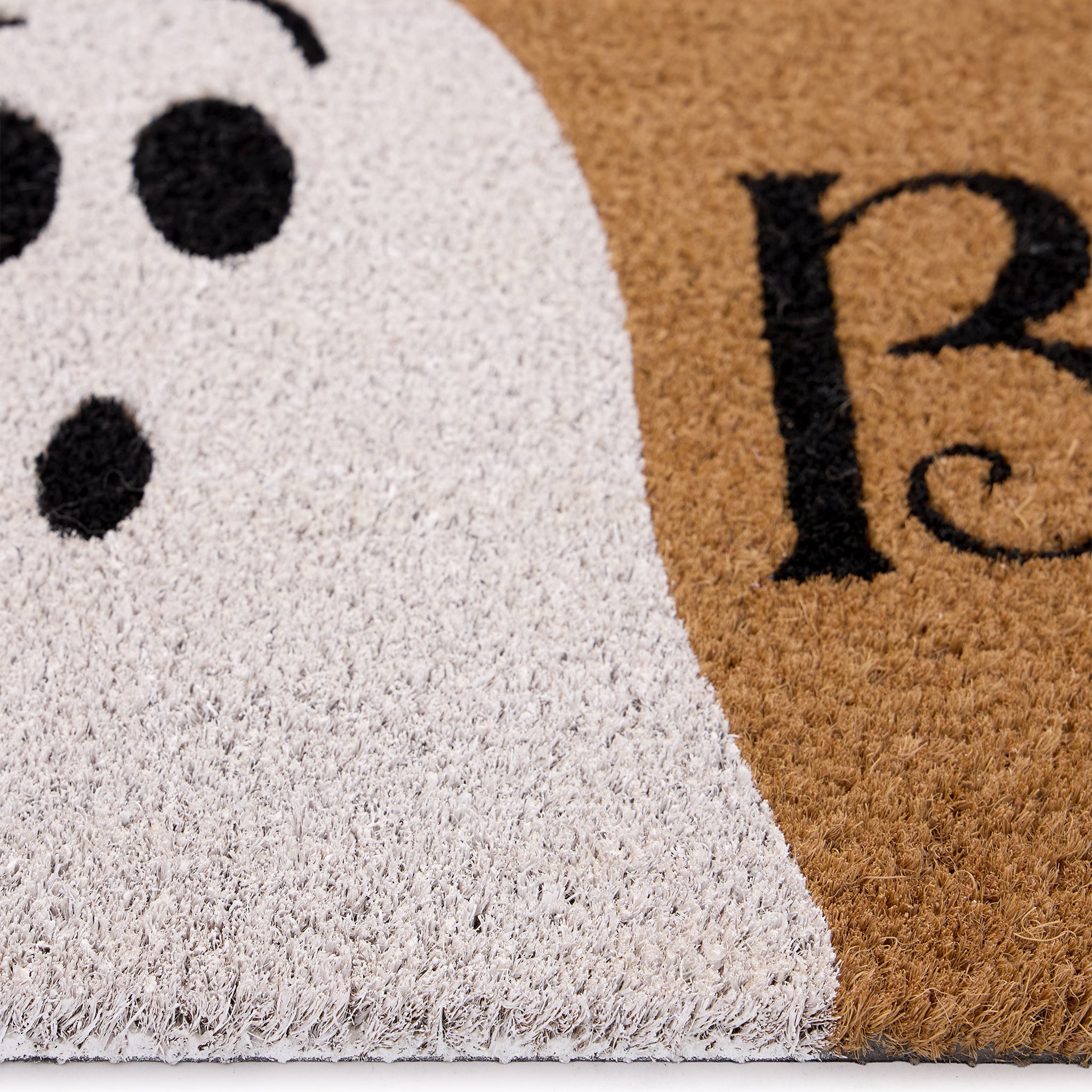 Discover the Halloween Boo Coir Doormat- a coir doormat featuring a white ghost and graphic font.