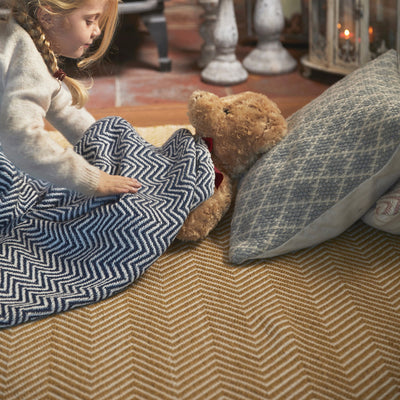 Herringbone Washable Rug Gold 2