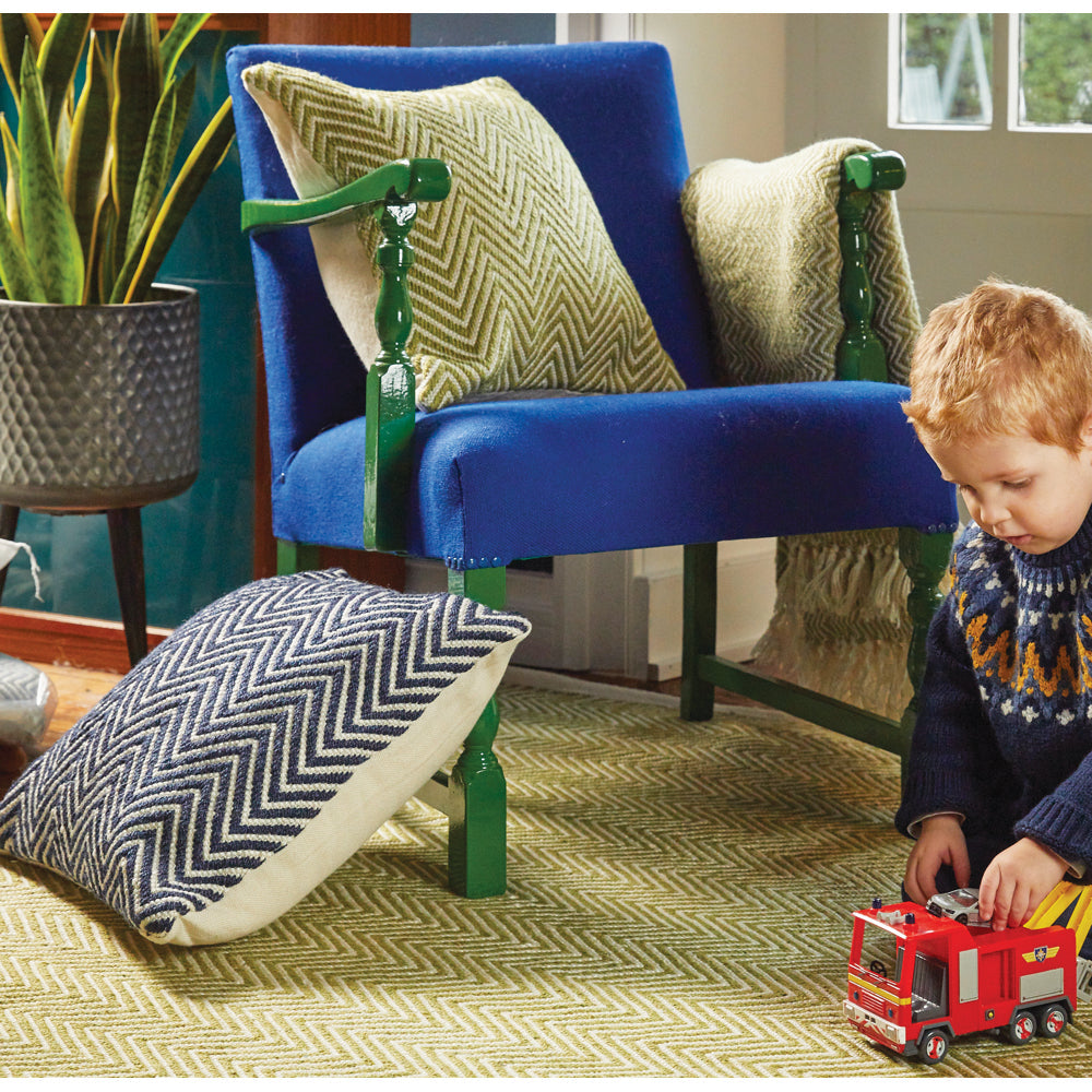 Herringbone Cushion Green 3
