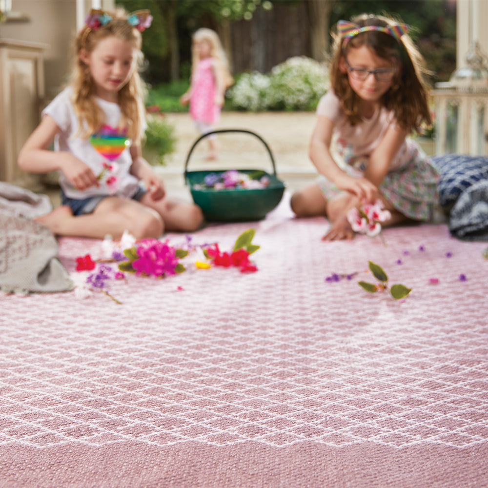 Trellis Washable Rug Rose 3