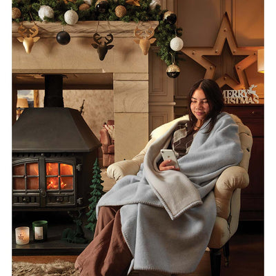 Luxury Wool Throw Ice and Sandstone 3