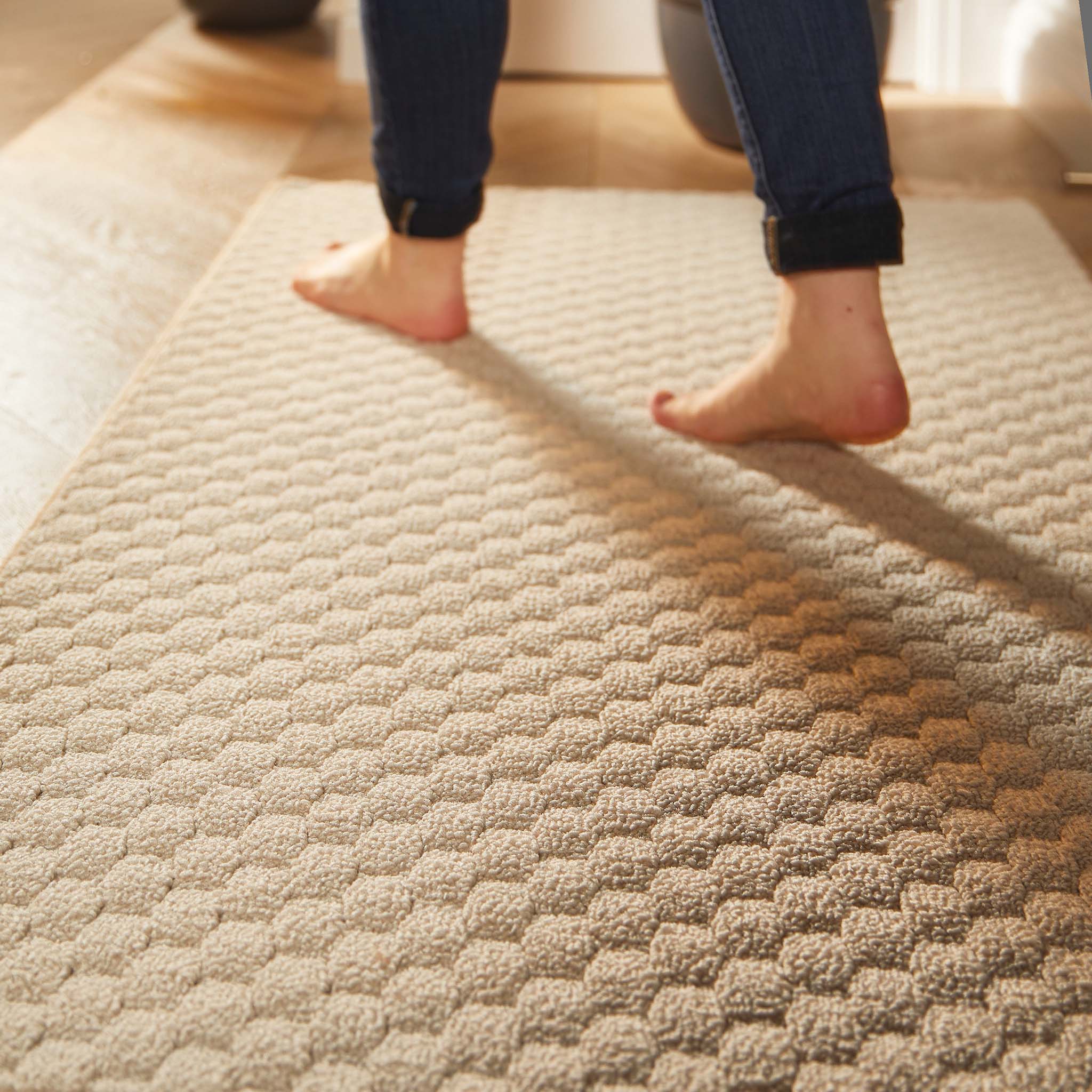 Sculptured Washable Honeycomb Rug Ivory 4