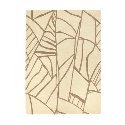 Kintsugi- 100% Wool Cut Pile rug in Cream with a carved pattern.