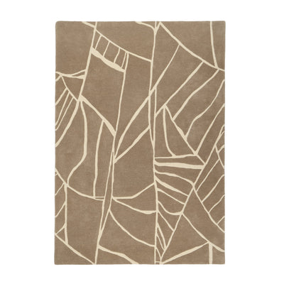 Kintsugi Rug- 100% wool cut pile, hand-tufted and carved rug in Stone with a carved design.