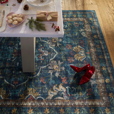 Hug Rug Midnight Paisley Washable Dining Room Rug