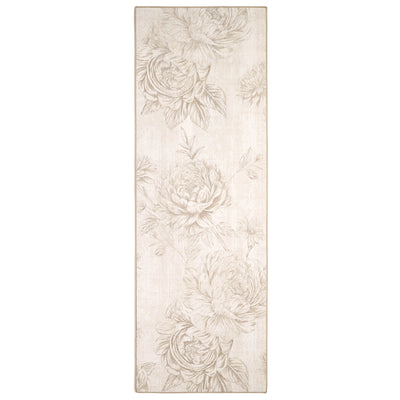 Muted Floral Beige Eco-Washable Runner 10