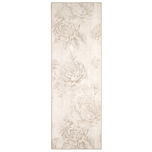 Muted Floral Beige Eco-Washable Rug