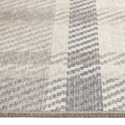 Hug Rug Neutral Isla Plaid Washable Rug Pattern