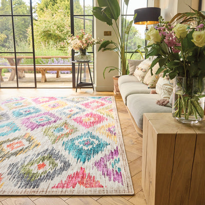 Hug Rug Painted Ikat Washable Living Room Rug
