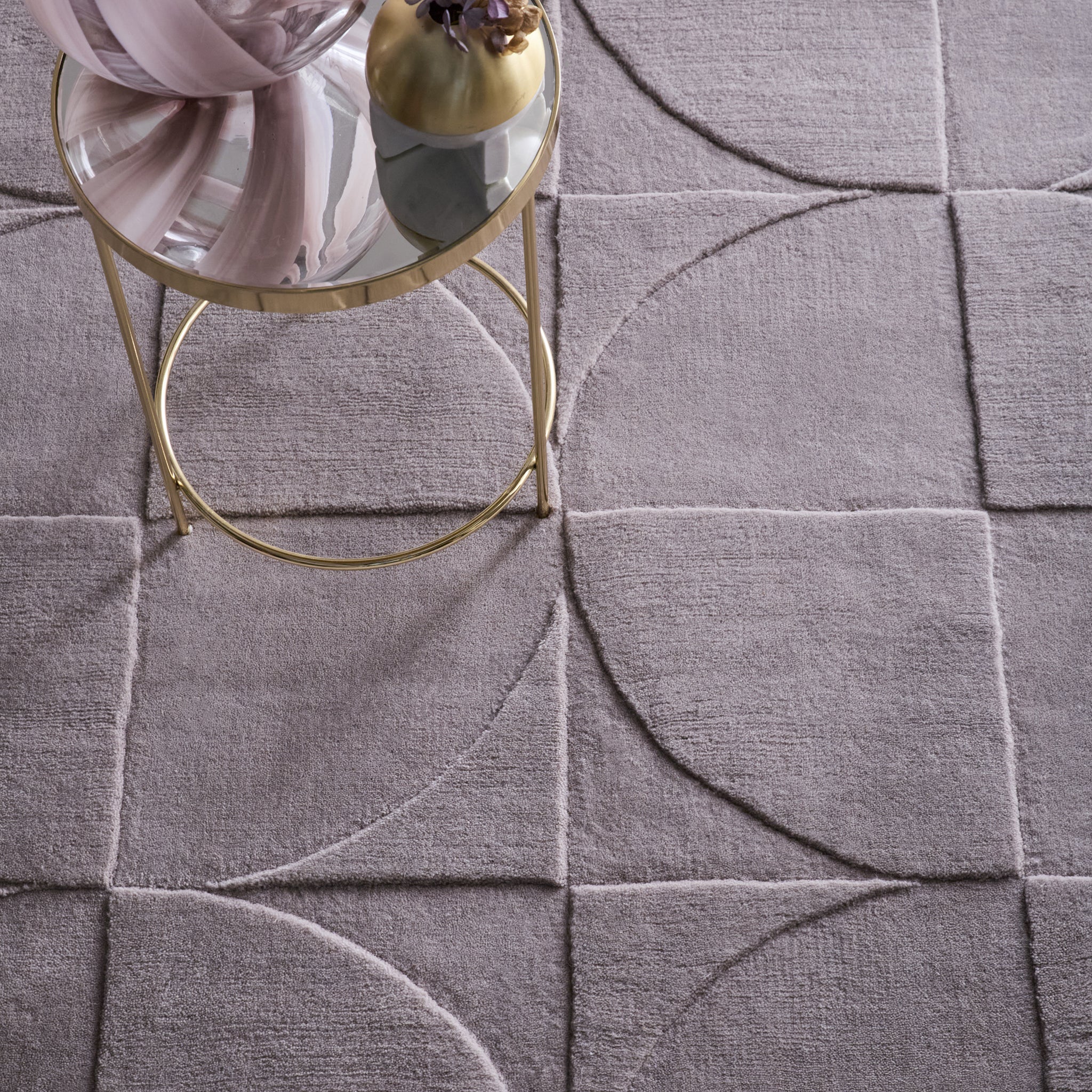 Penny Rug – 100% wool hand-tufted rug in Infinity blue with sculpted 3D geometric pattern.