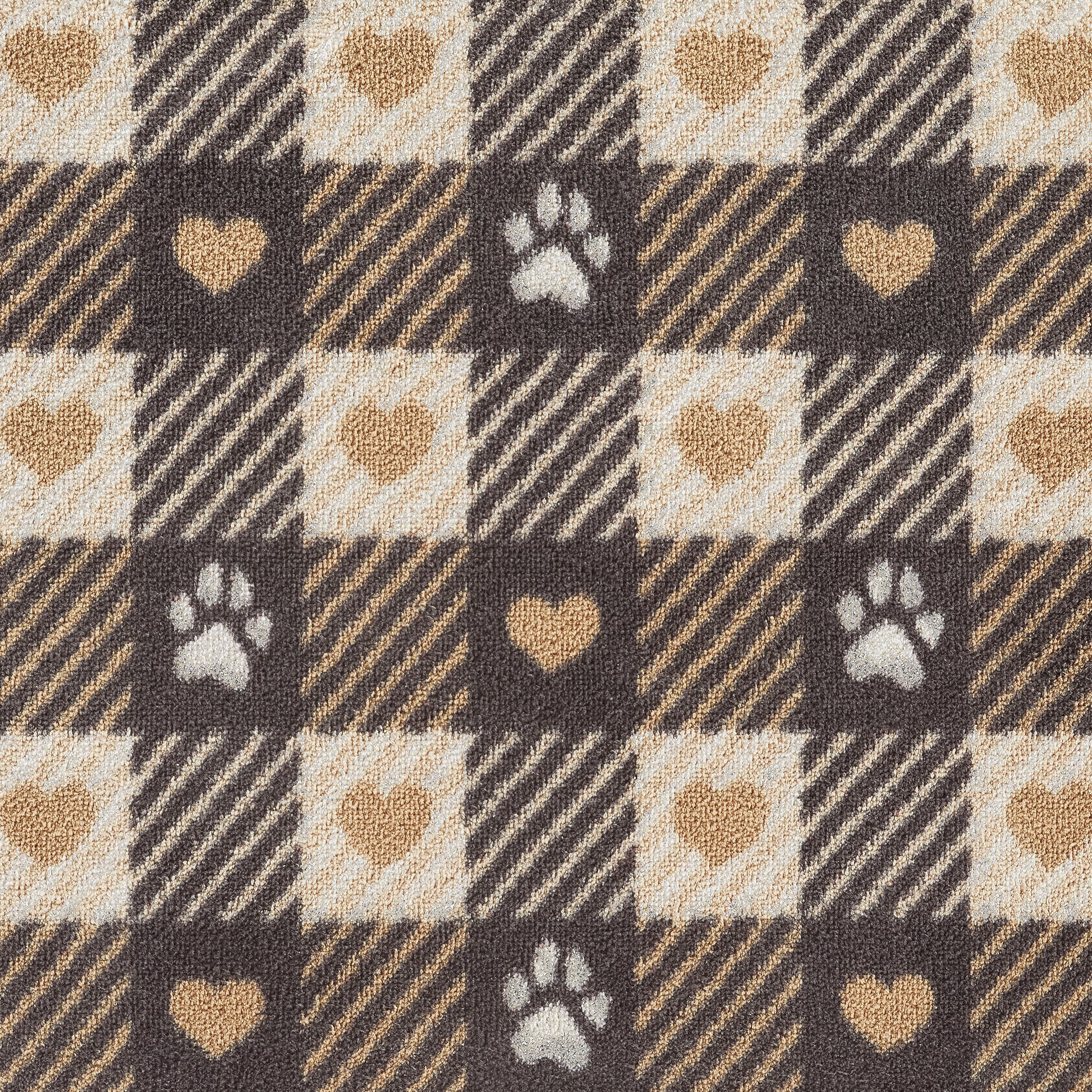 Close up of beige Hug Rug Pet Check 1 washable doormat pattern
