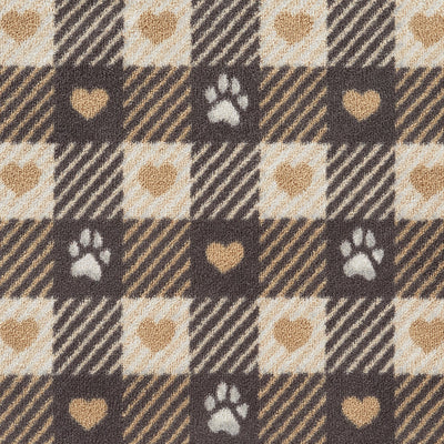 Close up of beige Hug Rug Pet Check 1 washable doormat pattern