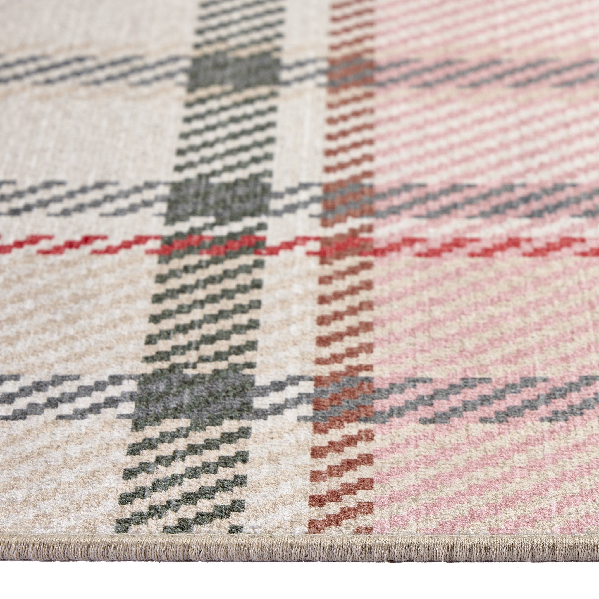 Hug Rug Pink Isla Plaid Washable Rug Pattern