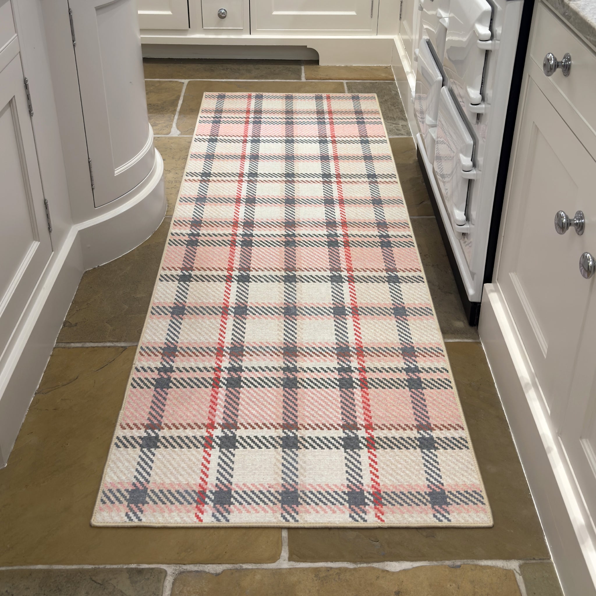 Isla Plaid Pink Eco-Washable Rug 3