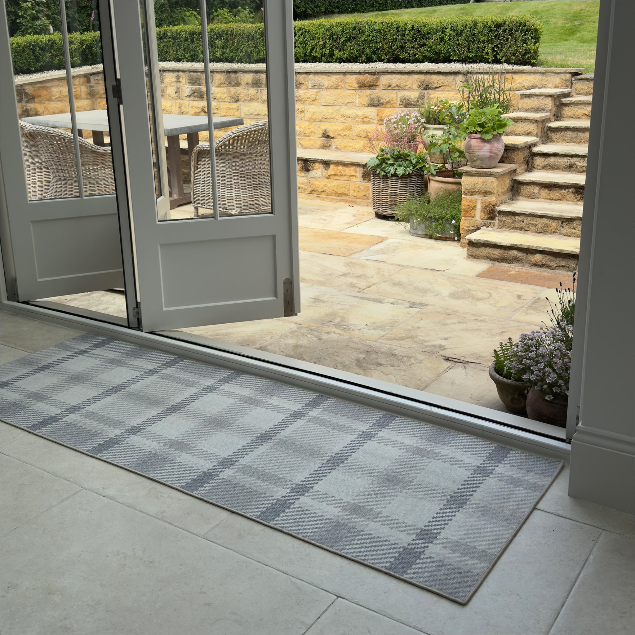 Isla Plaid Neutral Eco-Washable Rug 7