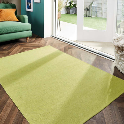 Plain Washable Rug Green 2