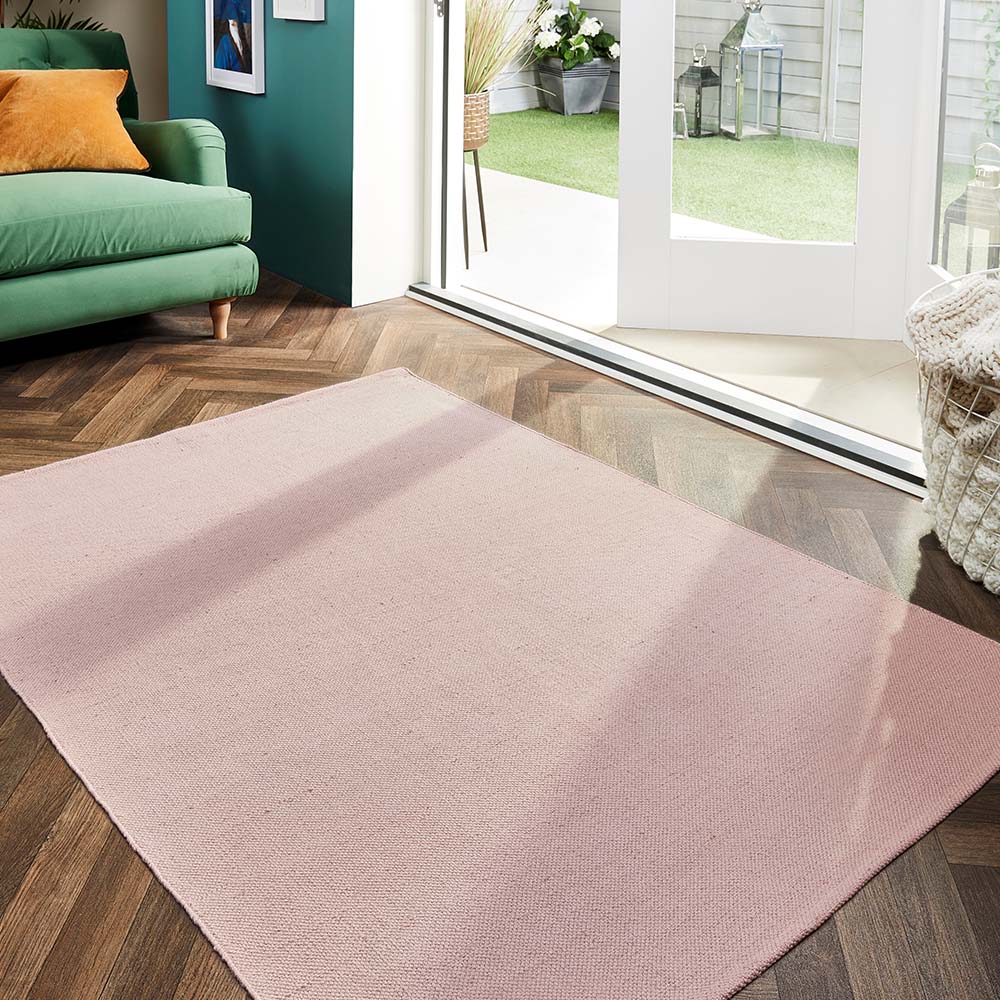 Plain Washable Rug Rose 2