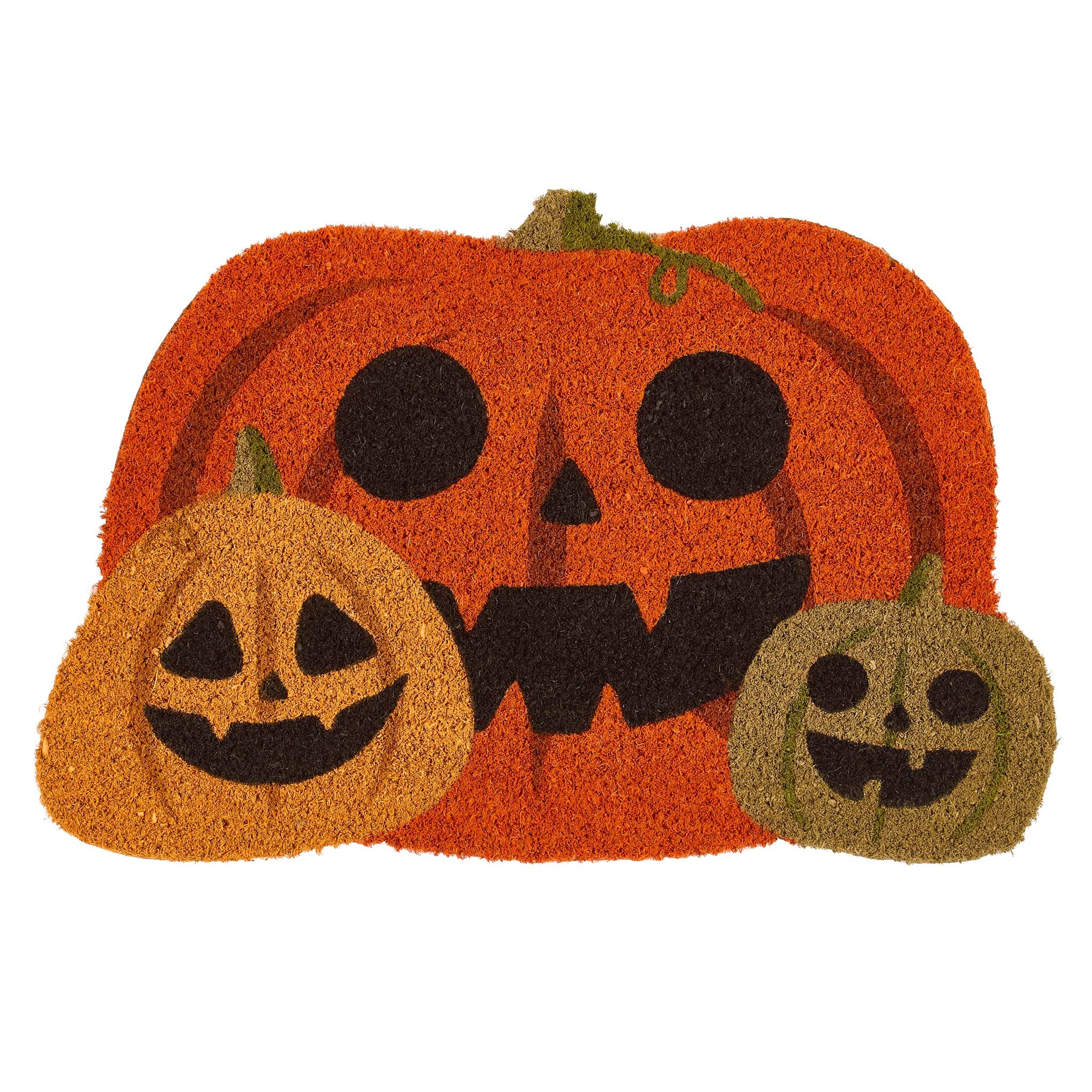Discover the Pumpkin Halloween Coir Doormat in Orange- a coir mat with a graphic pumpkin design.