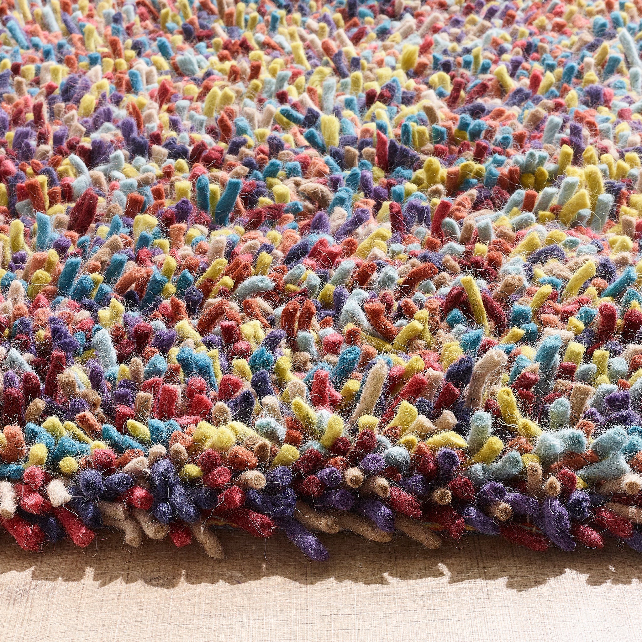Rocks Shaggy Wool Rug Multi 3