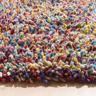 Rocks Shaggy Wool Rug Multi 3