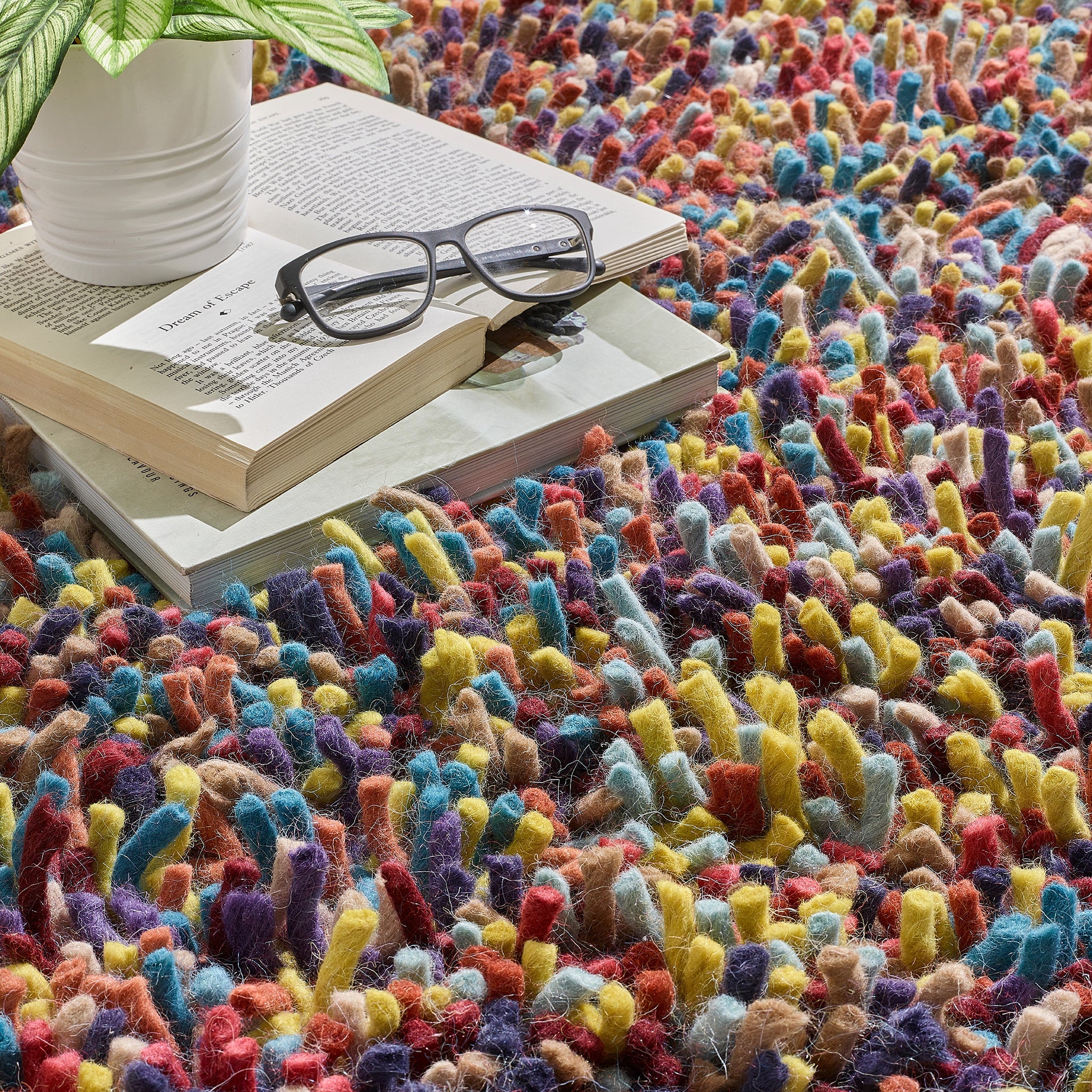 Rocks Shaggy Wool Rug Multi 4