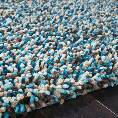 Rocks Shaggy Wool Rug Blue 3