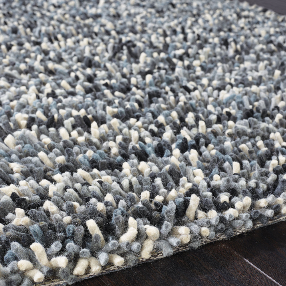 Rocks Shaggy Wool Rug Grey 4